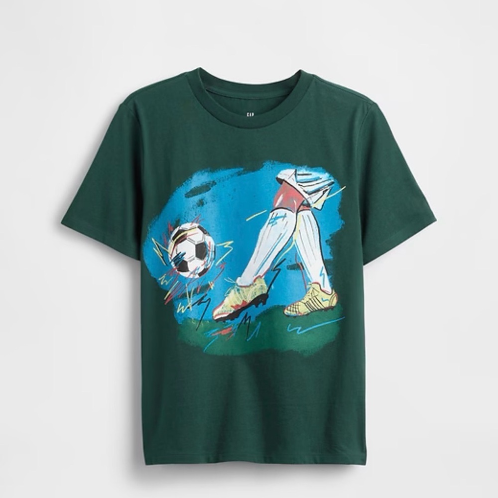 GAP Dark Green Soccer Print Tee